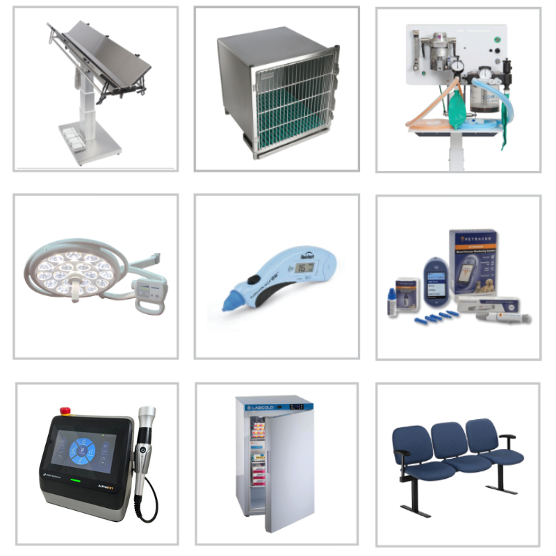 A table of veterinary equipment